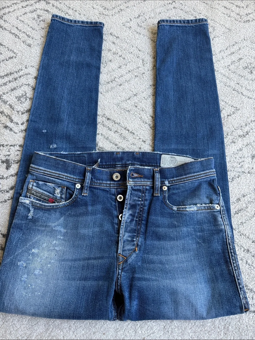 Diesel Tepphar 29x30 Jeans Men’s Blue Slim Carrot Stretch 084XU measure 30x30